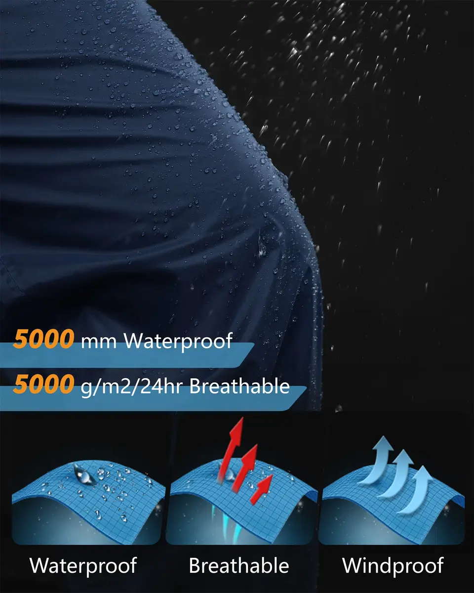 33,000ft Men's Rain Pants Waterproof Windproof Navy | Breathable, Seam-Sealed Outdoor Rainwear - view 3