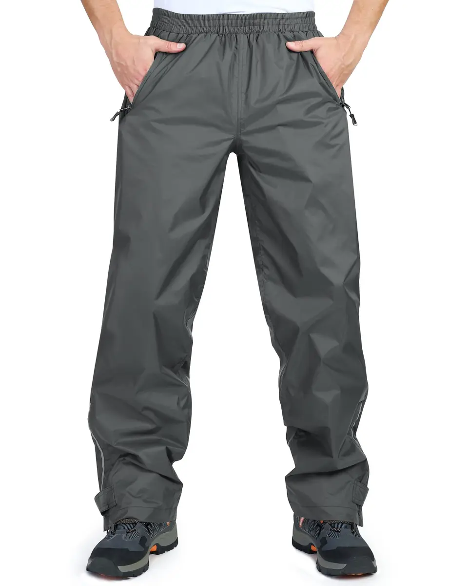 33,000ft Men's Rain Pants Waterproof Windproof Grey | Breathable, Seam-Sealed, Adjustable Fit - main product image
