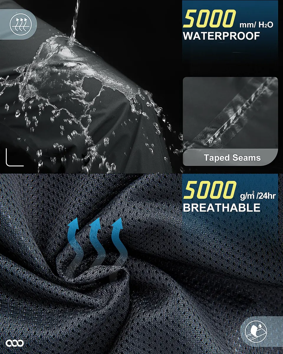 33,000ft Men's Rain Pants Waterproof Windproof Grey | Breathable, Seam-Sealed, Adjustable Fit - view 3