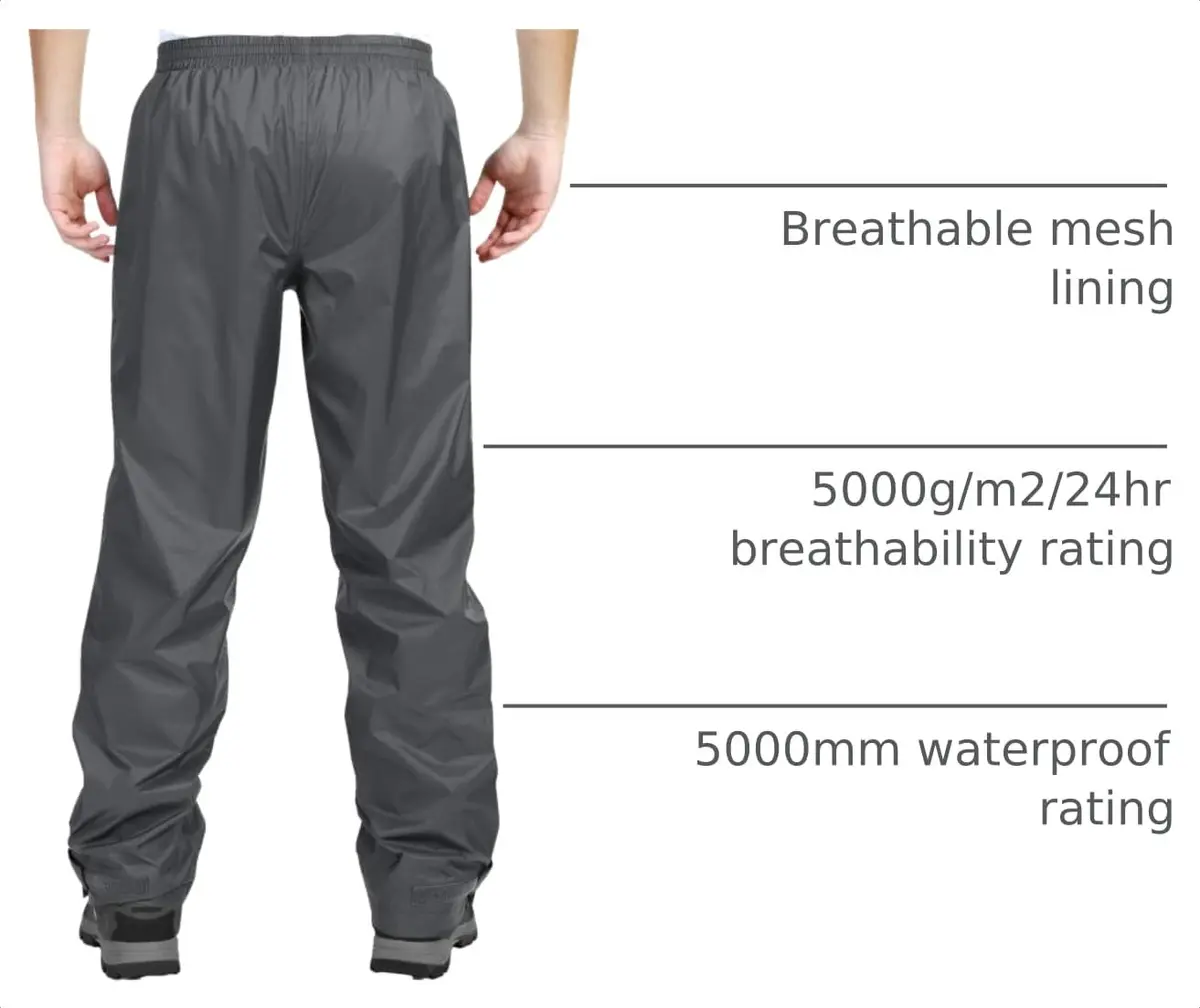 33,000ft Men's Rain Pants Waterproof Windproof Grey | Breathable, Seam-Sealed, Adjustable Fit - view 4