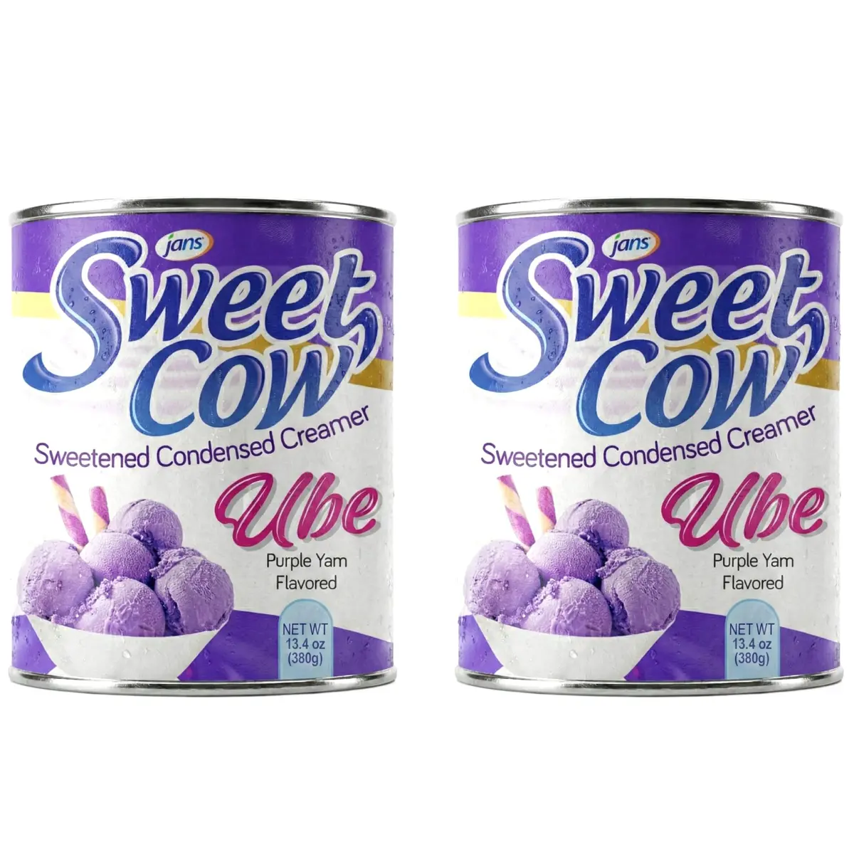 Jans Ube Flavored Sweetened Condensed Creamer 26.8 oz (2x13.4 oz Cans) | Authentic USA Import for Desserts & Baking - view 2