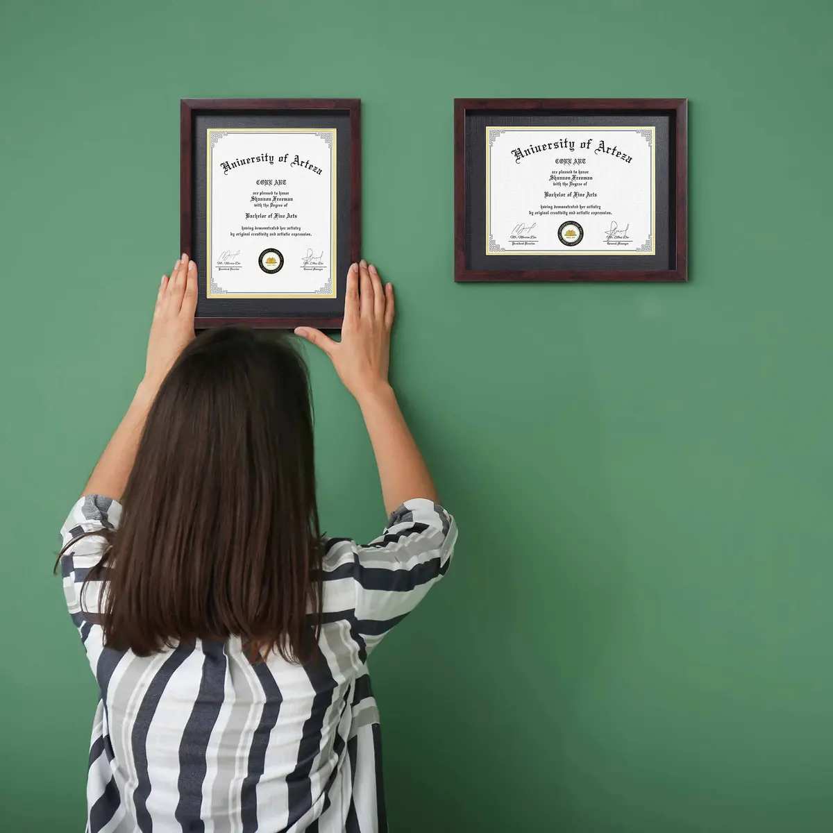 CORE ART 11x14 Diploma Frame with Mat for 8.5x11 Certificate, Brown | Modern Wood-Plastic Composite Document Frame - view 3