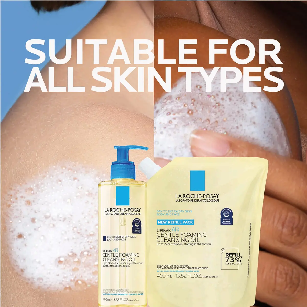 La Roche-Posay Lipikar AP+ Gentle Foaming Cleansing Oil, Refill, 13.52oz | Hydrates & Soothes Sensitive Skin - view 7