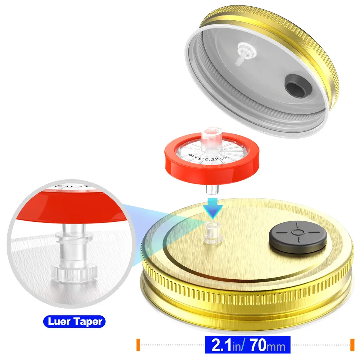 Biomed Solutions Regular Mouth Mushroom Liquid Culture Lids 70mm (6-Pack) | Autoclavable & Reusable for Mycology - view 2