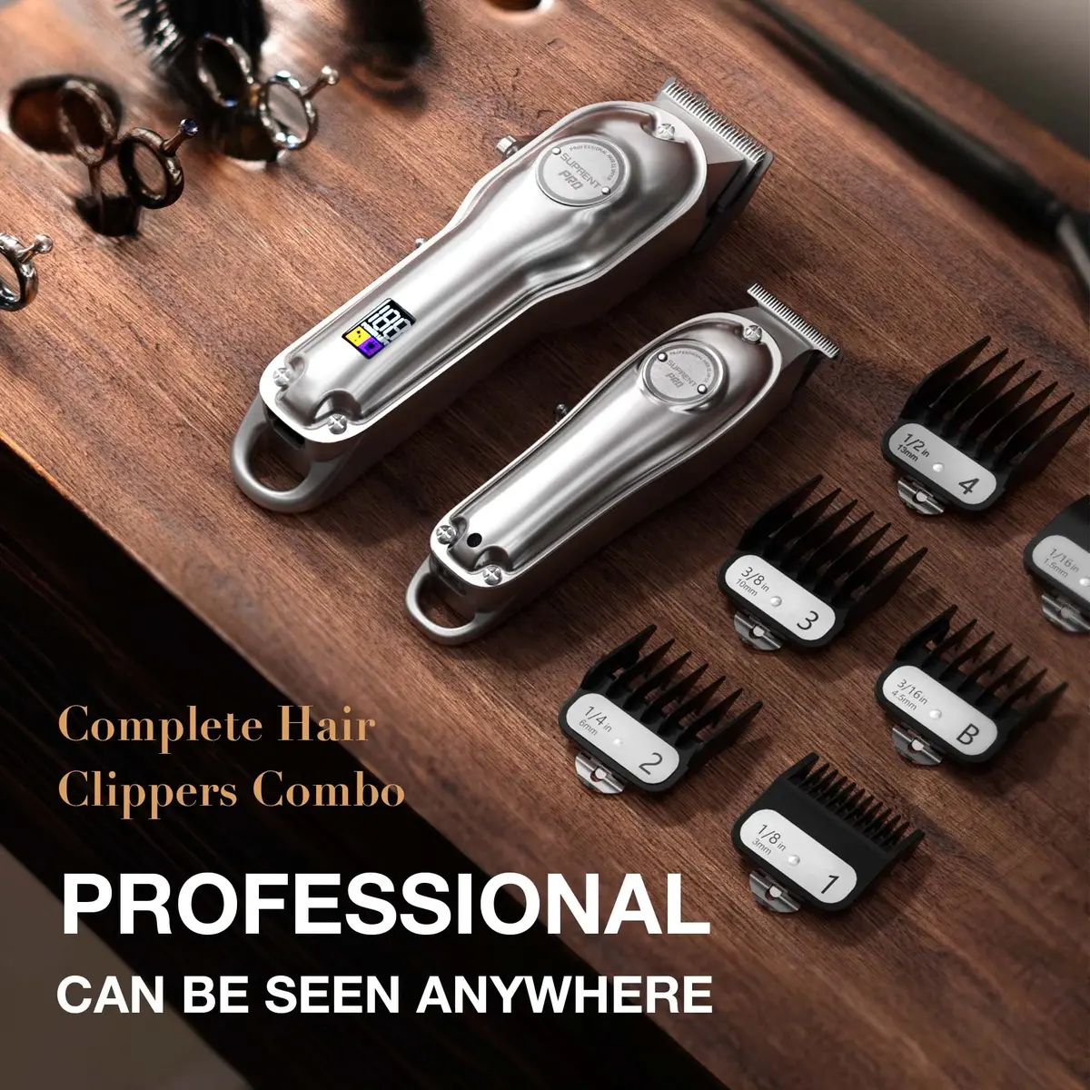 SUPRENT PRO Hair Clippers for Men 15 Piece Set | Zero Gap T-Blade & LED Display - view 5