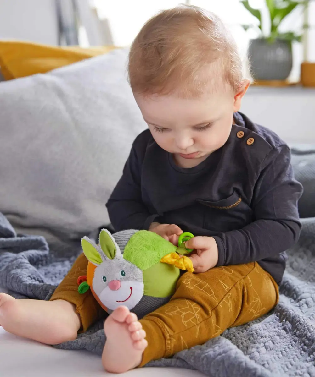 HABA Bunny Baby Ball Toy with Crinkle Ears and Rattle Rings | Sensory Development for 6 Months + - view 5