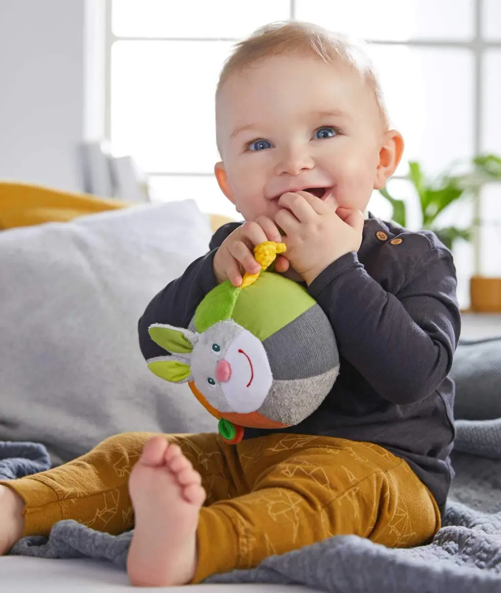 HABA Bunny Baby Ball Toy with Crinkle Ears and Rattle Rings | Sensory Development for 6 Months + - view 6