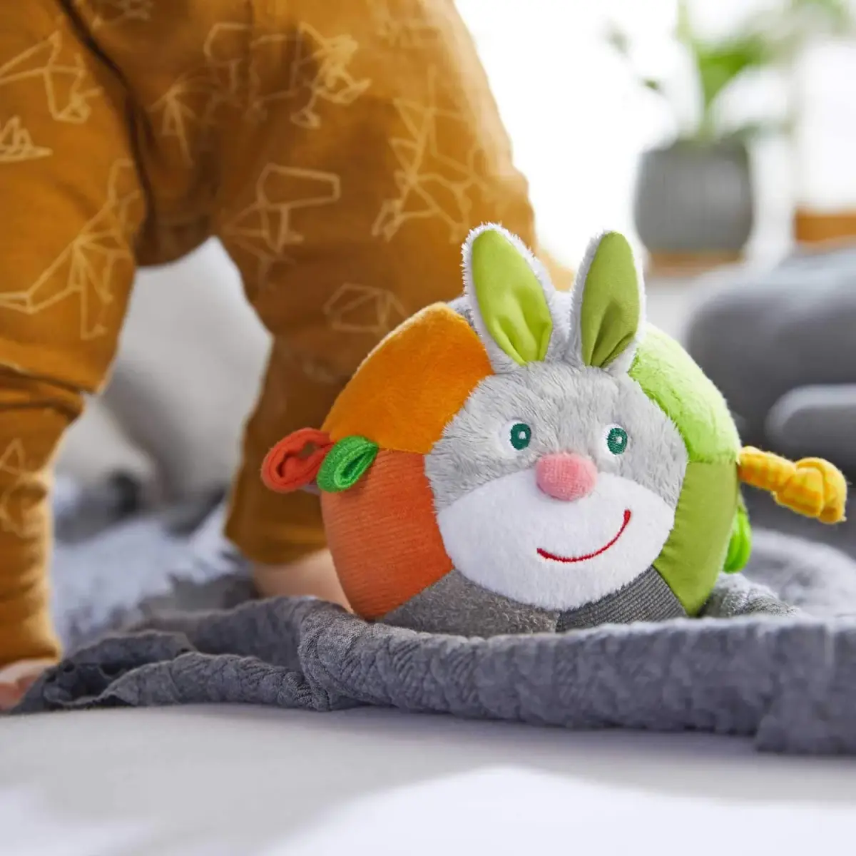 HABA Bunny Baby Ball Toy with Crinkle Ears and Rattle Rings | Sensory Development for 6 Months + - view 8