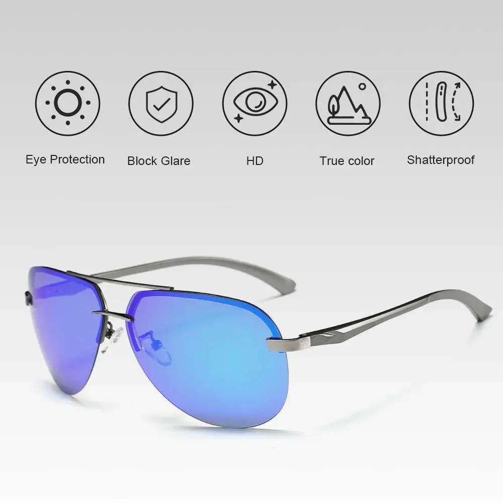 Fishingtours Aviator Sunglasses for Men Women Polarized Mirrored Driving | Classic Metal Frame with UV400 Protection - view 5