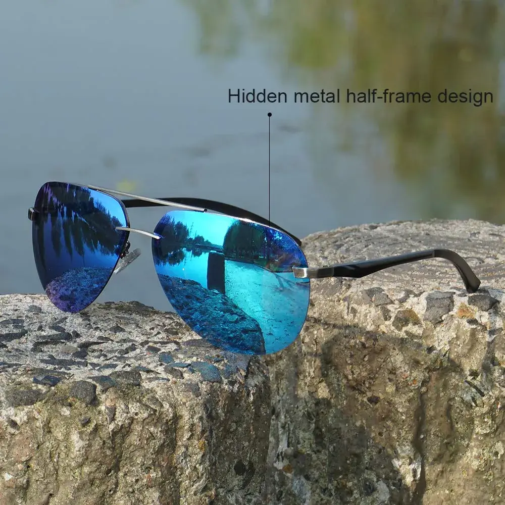 Fishingtours Aviator Sunglasses for Men Women Polarized Mirrored Driving | Classic Metal Frame with UV400 Protection - view 2