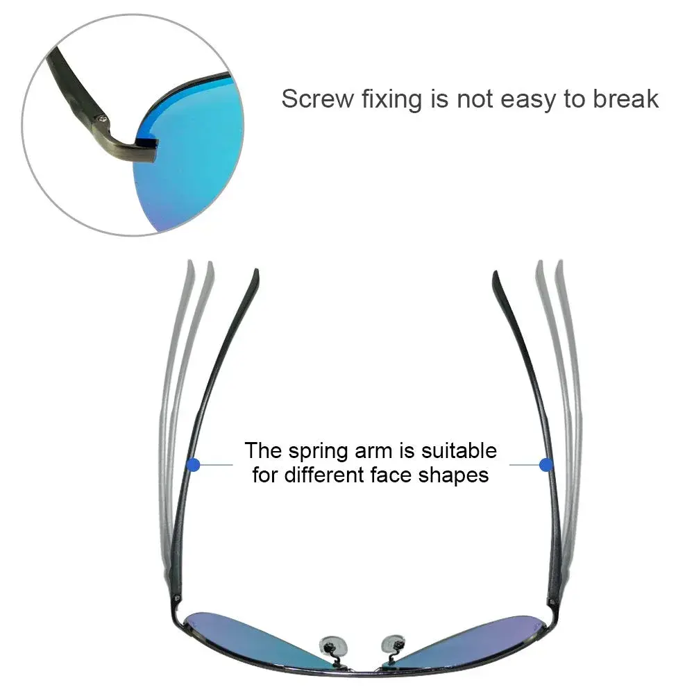 Fishingtours Aviator Sunglasses for Men Women Polarized Mirrored Driving | Classic Metal Frame with UV400 Protection - view 3