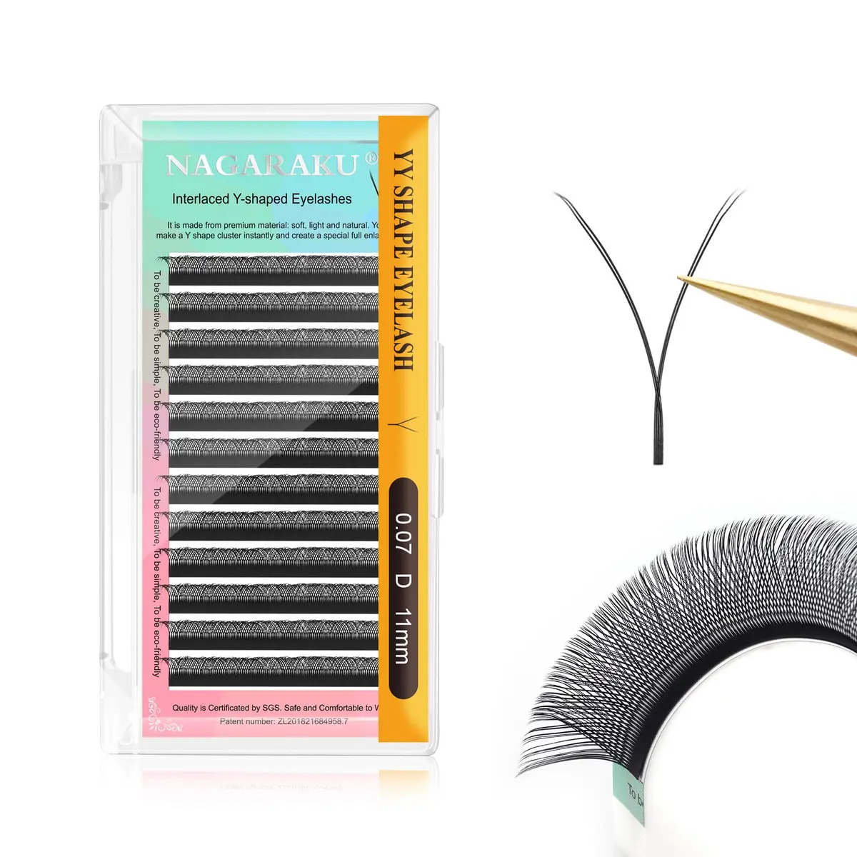 NAGARAKU YY Lash Extensions 0.07 D Curl 11mm 4D Premade Fans Matte Black | 12 Rows - main product image