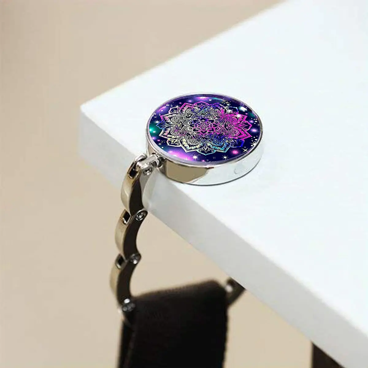 Bosketo Foldable Purse Hook 3 Pack Mandala Pattern | Keep Your Bag Safe and Clean - view 5