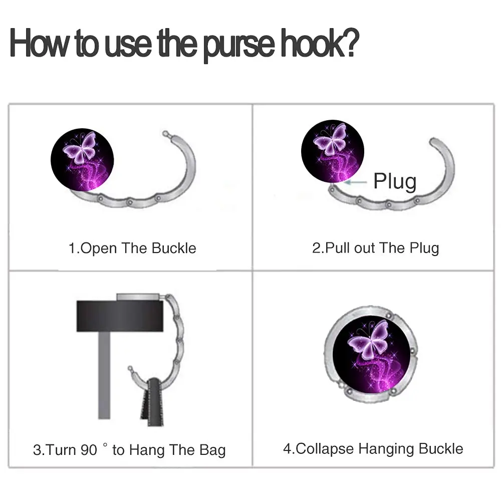 Bosketo Foldable Purse Hook 3 Pack | Portable Anti-Slip Designer Bag Hanger (1.7 x 1.7 inch) - view 4