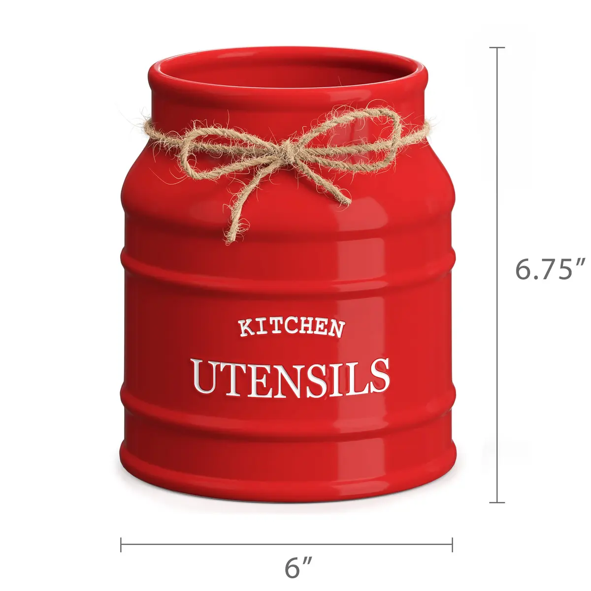 Barnyard Designs Ceramic Kitchen Utensil Holder Countertop 6.75″ (Red) | Rustic Farmhouse Decor - view 7