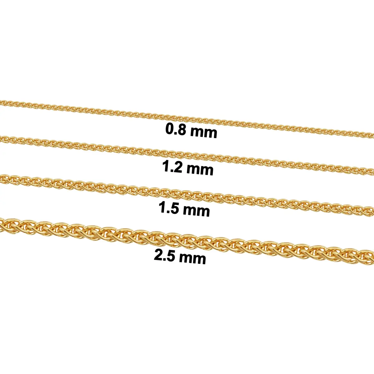 Kooljewelry 14k Yellow Gold Filled 2.5mm Wide Wheat Chain Necklace, 24 Inch - view 2