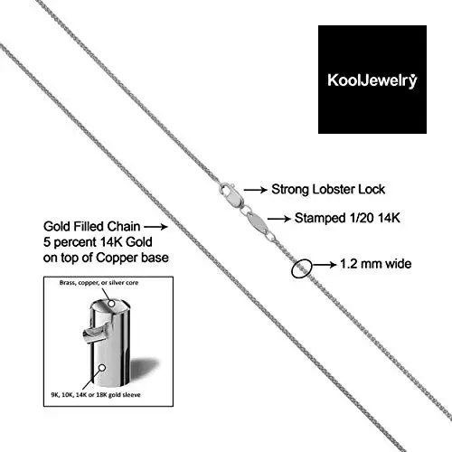 Kooljewelry 14k White Gold Filled 1.2 mm Wide Round Wheat Chain Necklace, 14 Inch - view 3