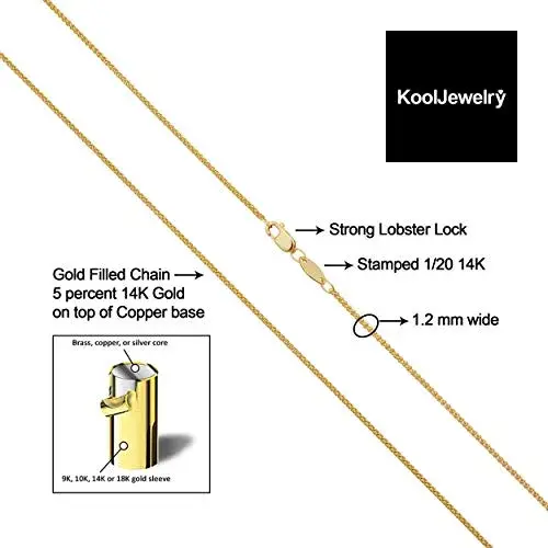 Kooljewelry 14k Yellow Gold Filled Wheat Chain Necklace - 1.2 mm Wide, 18 Inch - view 3