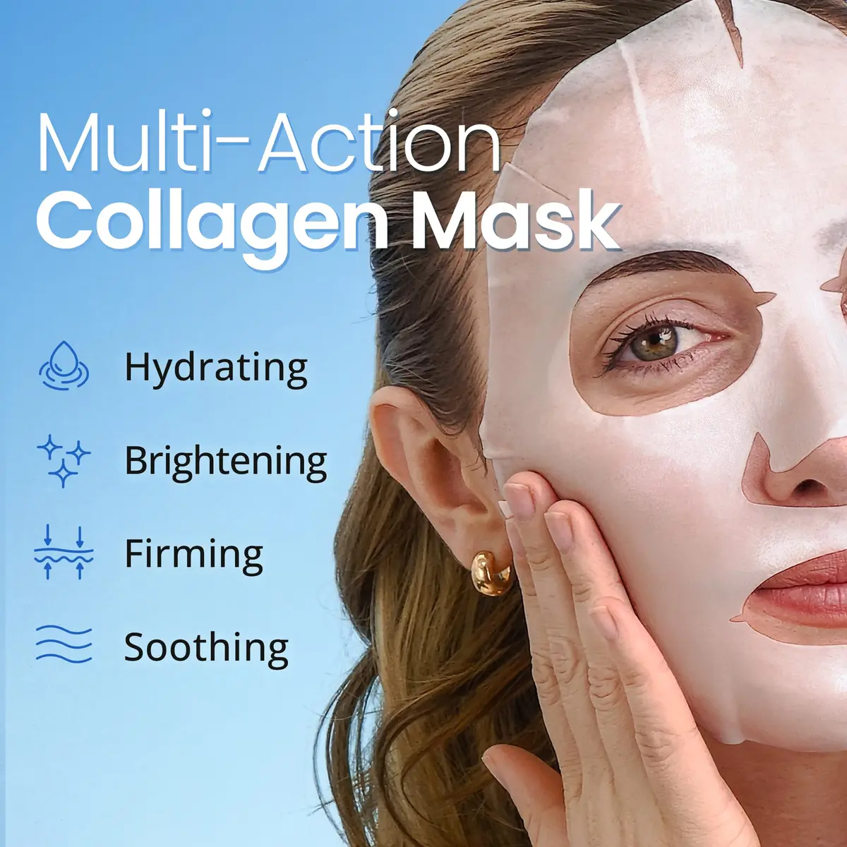 Ebanel 40-Pack Collagen Face Mask with Hyaluronic Acid, Vitamin C, Peptide | Hydrating Korean Sheet Mask for Brighter, Firmer Skin - view 2