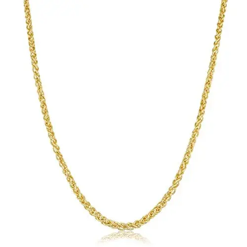 Kooljewelry 14k Yellow Gold Filled Wide Wheat Chain Necklace - 2.5 mm, 22 Inch, Yellow - main product image