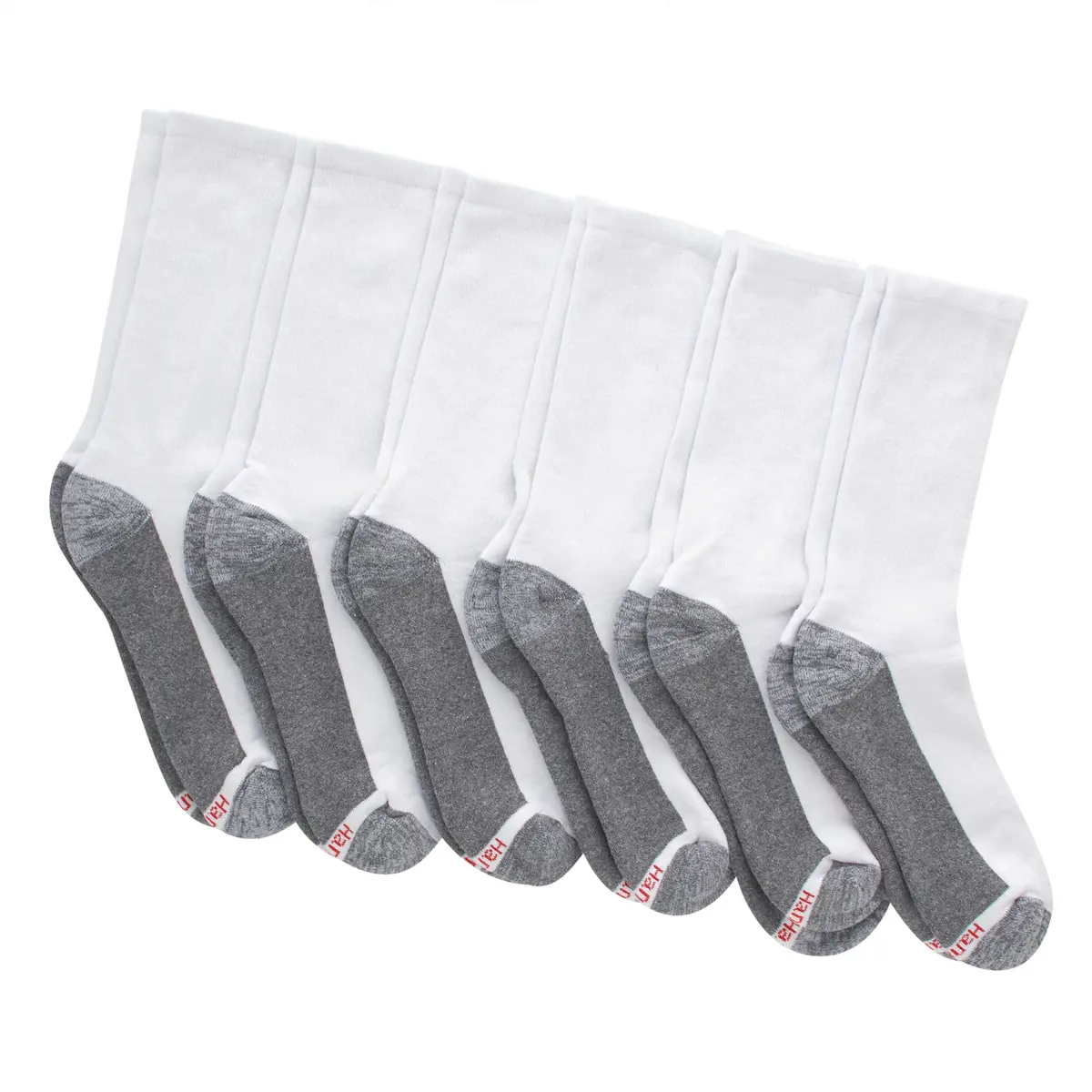 Hanes Men's Max Cushion Crew Socks 6-Pair Pack, White/Grey Foot Bottom, Men's Shoe Size 6-12 US | Moisture-Wicking & Odor Control - view 4