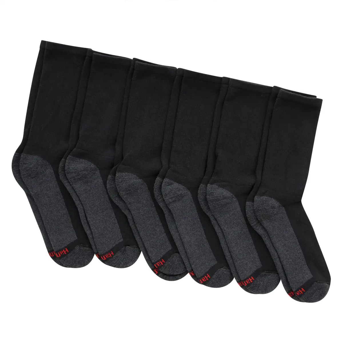 Hanes Mens Max Cushioned Crew Socks 6 Pack | Moisture-Wicking & Odor Control Comfort - view 2