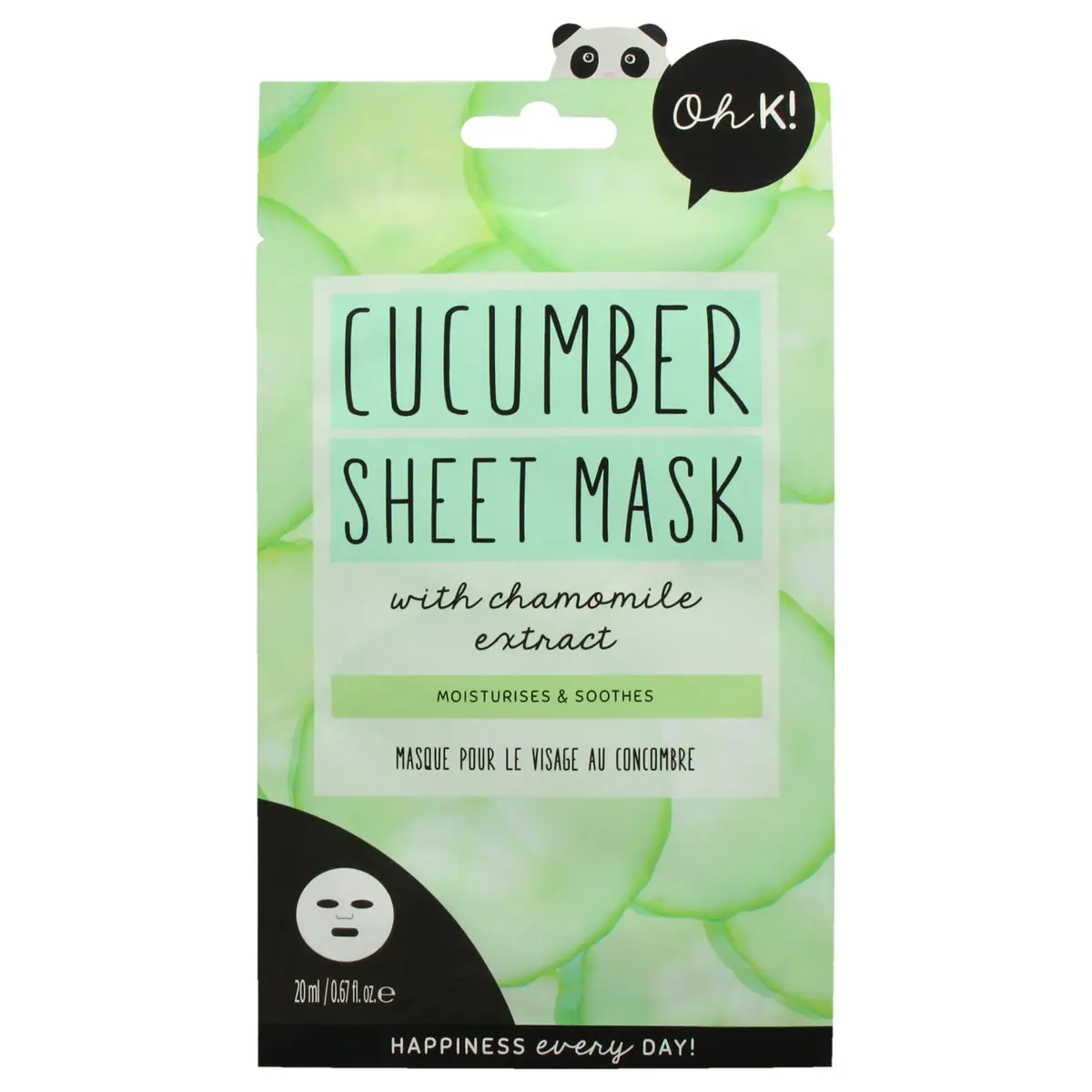 Oh K! Cucumber Sheet Mask | 4g (0.14 oz) | Hydrating & Soothing Face Mask - main product image