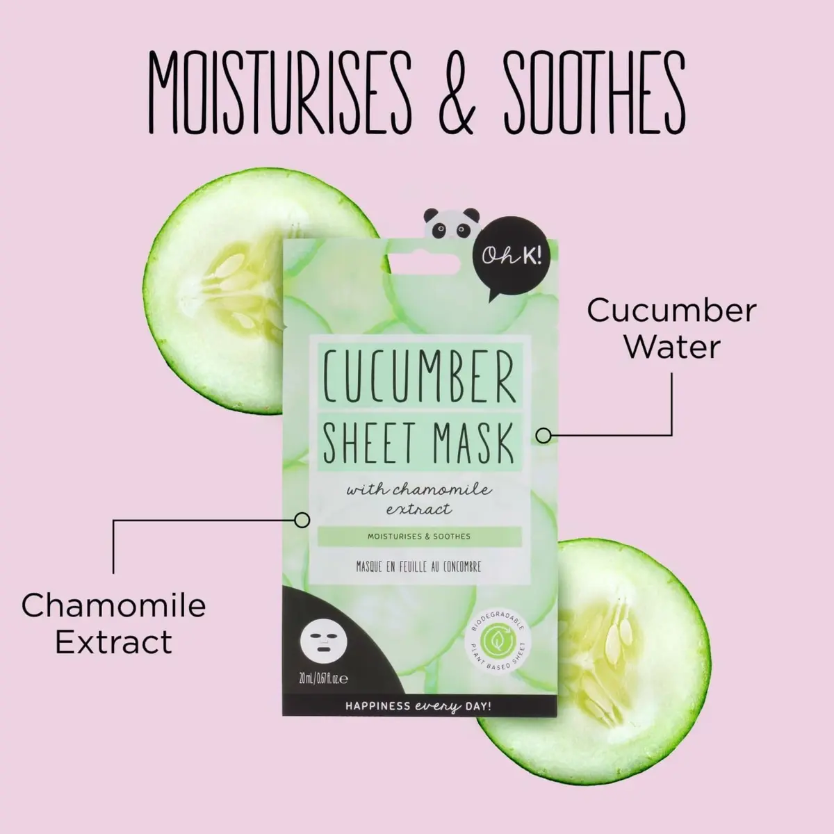 Oh K! Cucumber Sheet Mask | 4g (0.14 oz) | Hydrating & Soothing Face Mask - view 4