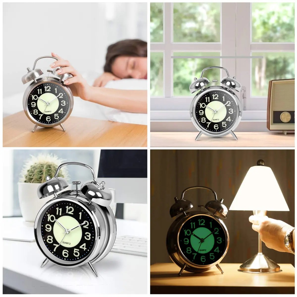 AYRELY Super Loud Alarm Clock for Heavy Sleepers, 4.5 Inch Twin Bell Retro | Loud Ringing, Luminescent Dial, Vintage Silver - view 6