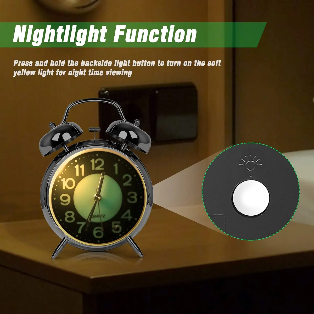 AYRELY Super Loud Alarm Clock for Heavy Sleepers, 4.5 Inch Twin Bell Retro | Loud Ringing, Luminescent Dial, Vintage Silver - view 4