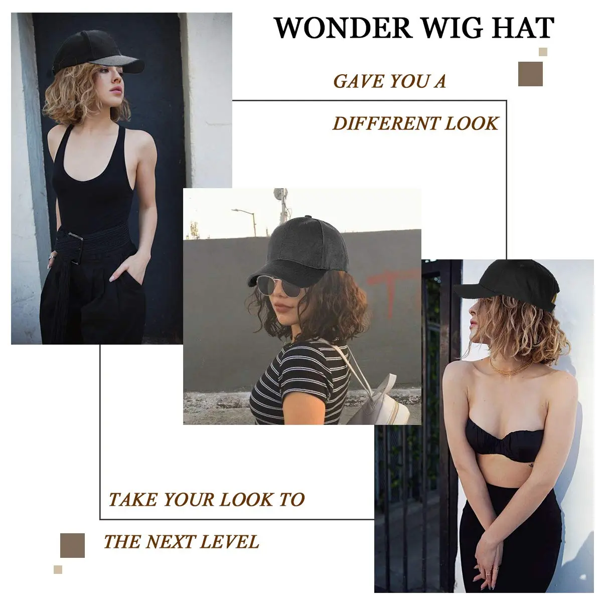 Qlenkay Baseball Cap with Bob Wig Hat 14in Baby Blonde Mix Bleach Blonde | Adjustable Synthetic Hair Cap - view 7