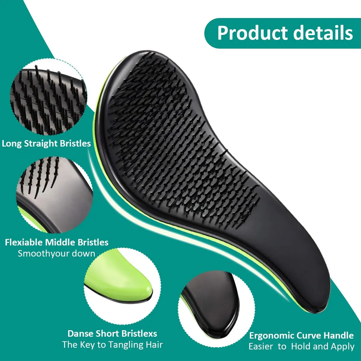WYNK Detangling Hairbrush 2 Pack (Green & Pink) | Gentle Tangle Remover for Wet & Dry Hair - view 6
