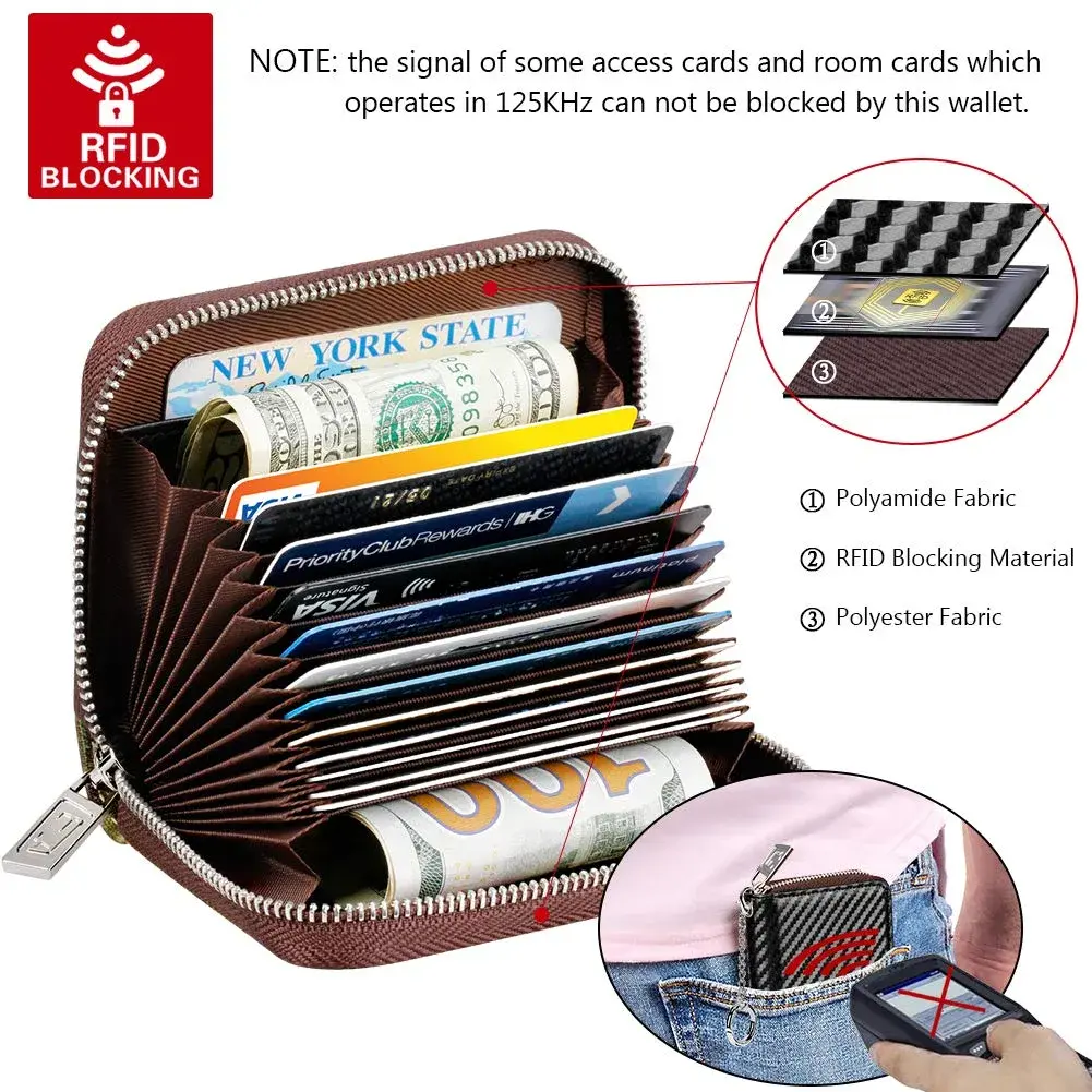 FurArt RFID Blocking Zipper Wallet Carbon Fiber Black | Compact Card Holder with Keychain - view 5