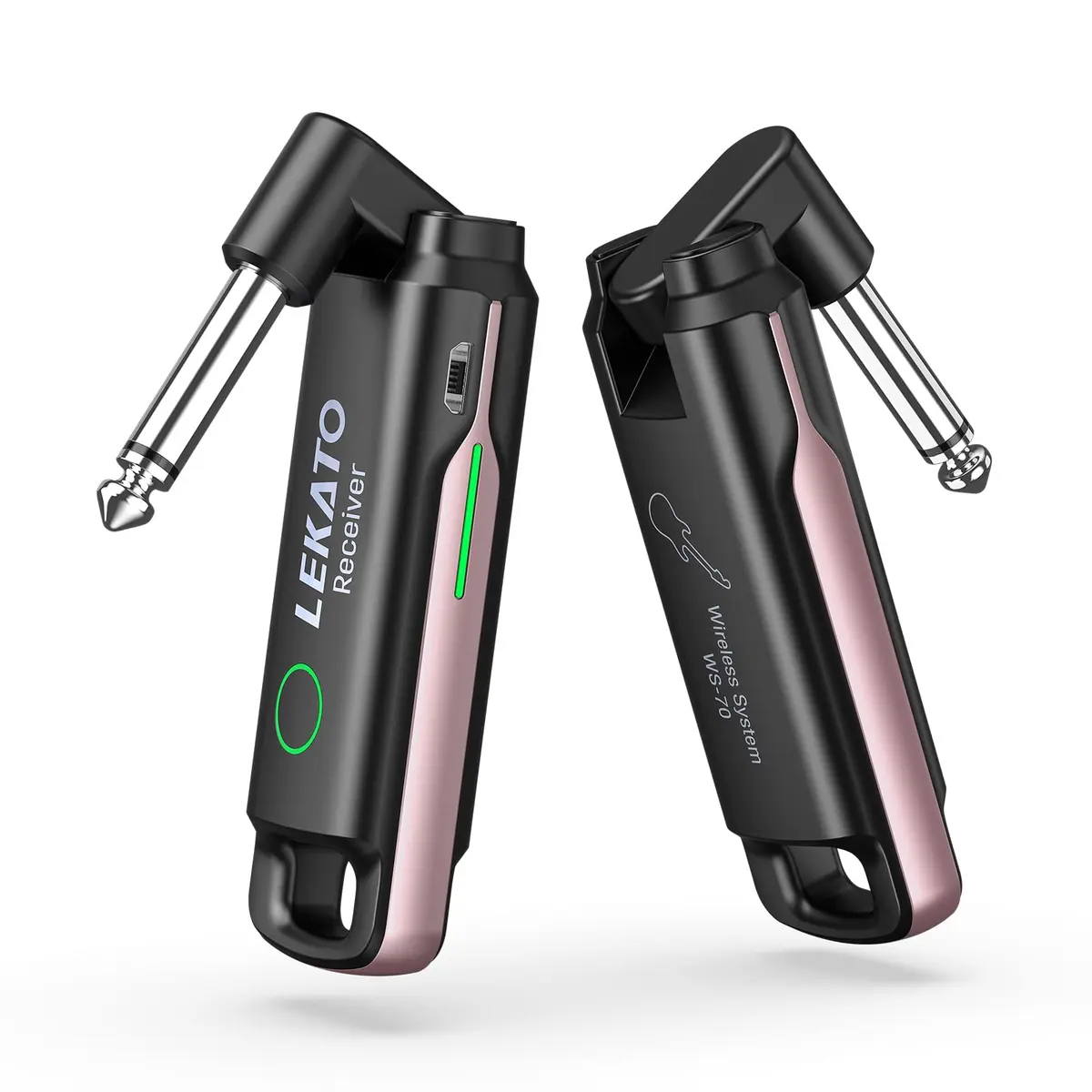 LEKATO UHF Wireless Guitar System with 70 Channels for Guitar Bass (Pink) | Plug & Play, Rechargeable, 4.5+ Hour Battery - main product image