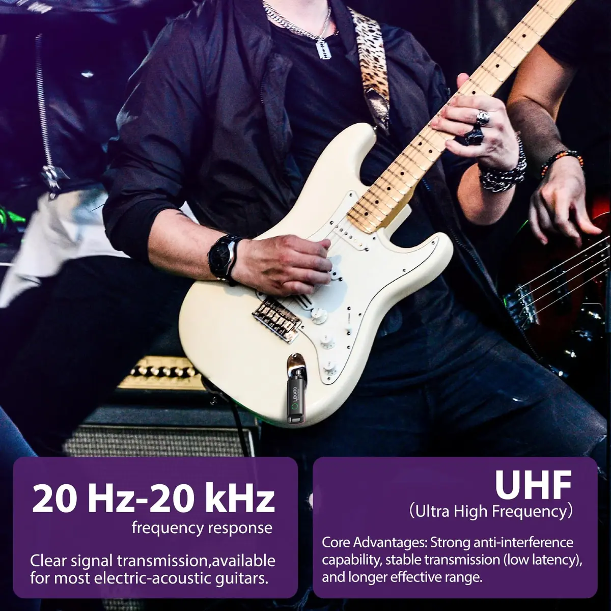 LEKATO UHF Wireless Guitar System with 70 Channels for Guitar Bass (Pink) | Plug & Play, Rechargeable, 4.5+ Hour Battery - view 7