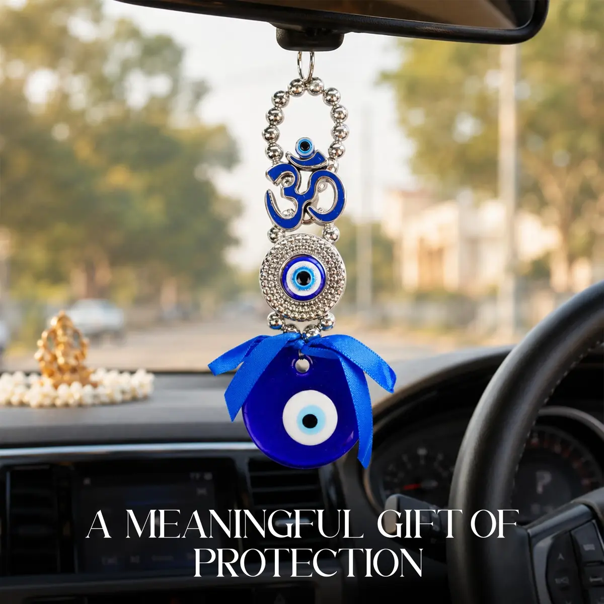 DT DECTONE Metal Om Design Evil Eye Hanging Ornament 22×4×2 cm | Feng Shui Protection Amulet - view 4