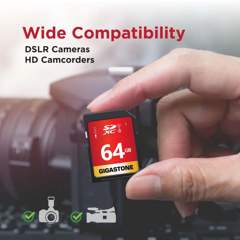 Gigastone 64GB SD Card 5-Pack UHS-I U1 Class 10 SDXC Memory Card 64GB (2.27 oz) | Full HD Video Olympus Digital Camera - view 6