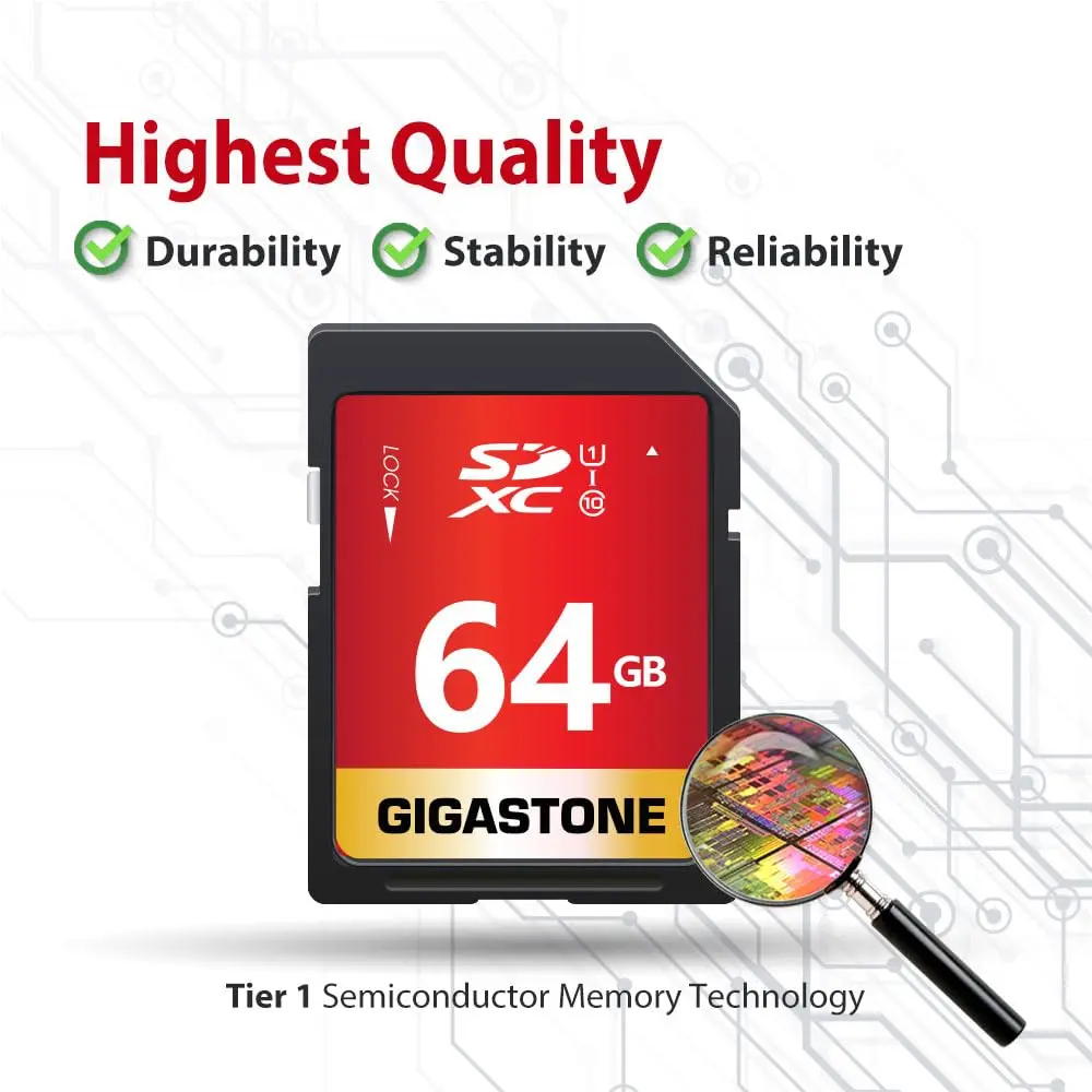 Gigastone 64GB SD Card 5-Pack UHS-I U1 Class 10 SDXC Memory Card 64GB (2.27 oz) | Full HD Video Olympus Digital Camera - view 7