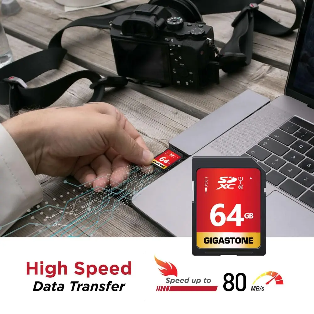 Gigastone 64GB SD Card 5-Pack UHS-I U1 Class 10 SDXC Memory Card 64GB (2.27 oz) | Full HD Video Olympus Digital Camera - view 3