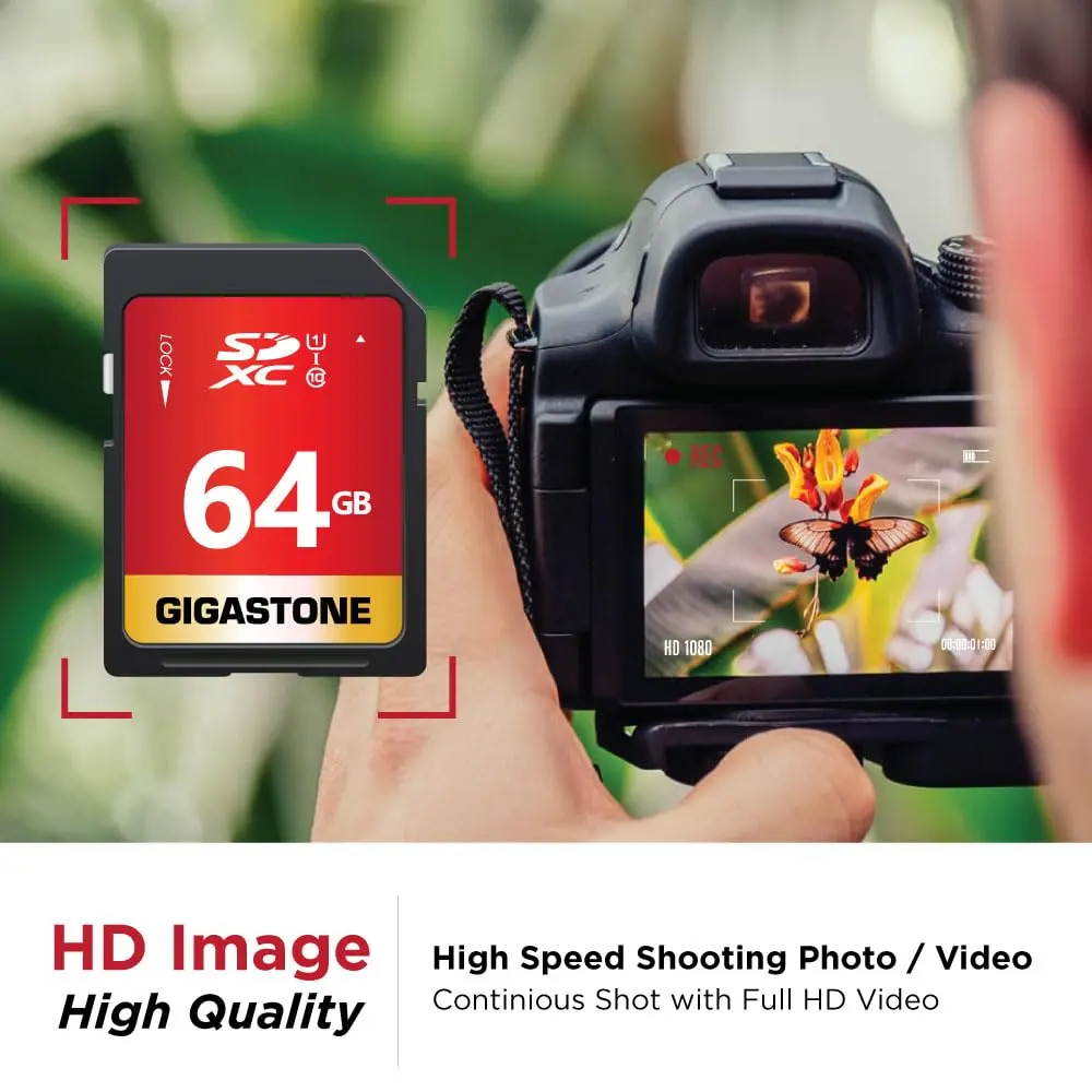 Gigastone 64GB SD Card 5-Pack UHS-I U1 Class 10 SDXC Memory Card 64GB (2.27 oz) | Full HD Video Olympus Digital Camera - view 4
