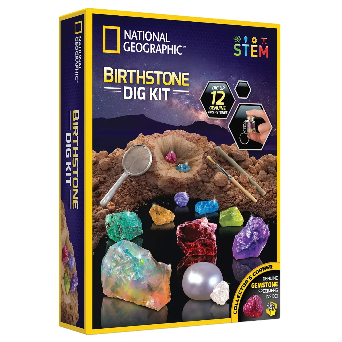 National Geographic Birthstone Dig Kit with 12 Genuine Gemstones & Tools | Ages 8+ - main product image