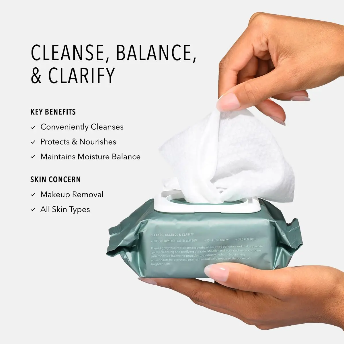 HydroPeptide HydroActive Micellar Cleansing Cloths, Makeup Remover (150 Ct) | Hydrates & Cleanses Skin, Supports Cellular Health - view 2