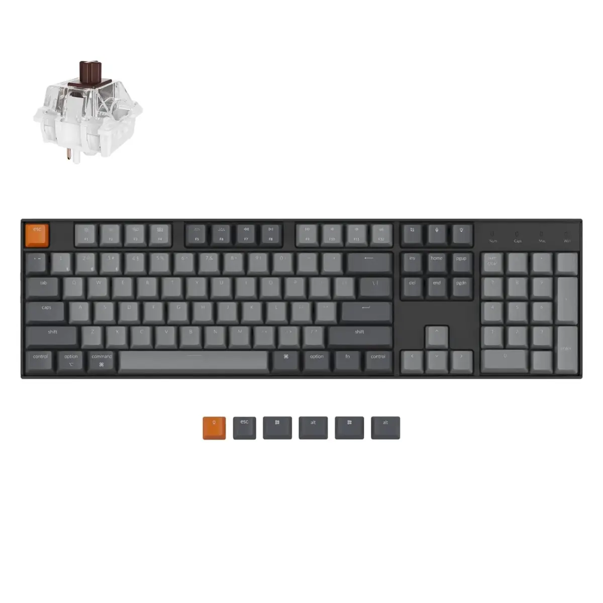 Keychron K10 Full Size Mechanical Keyboard with Super Brown Switches | White LED Backlight, Bluetooth 5.1, USB-C Wired, Mac/Windows Compatible - main product image