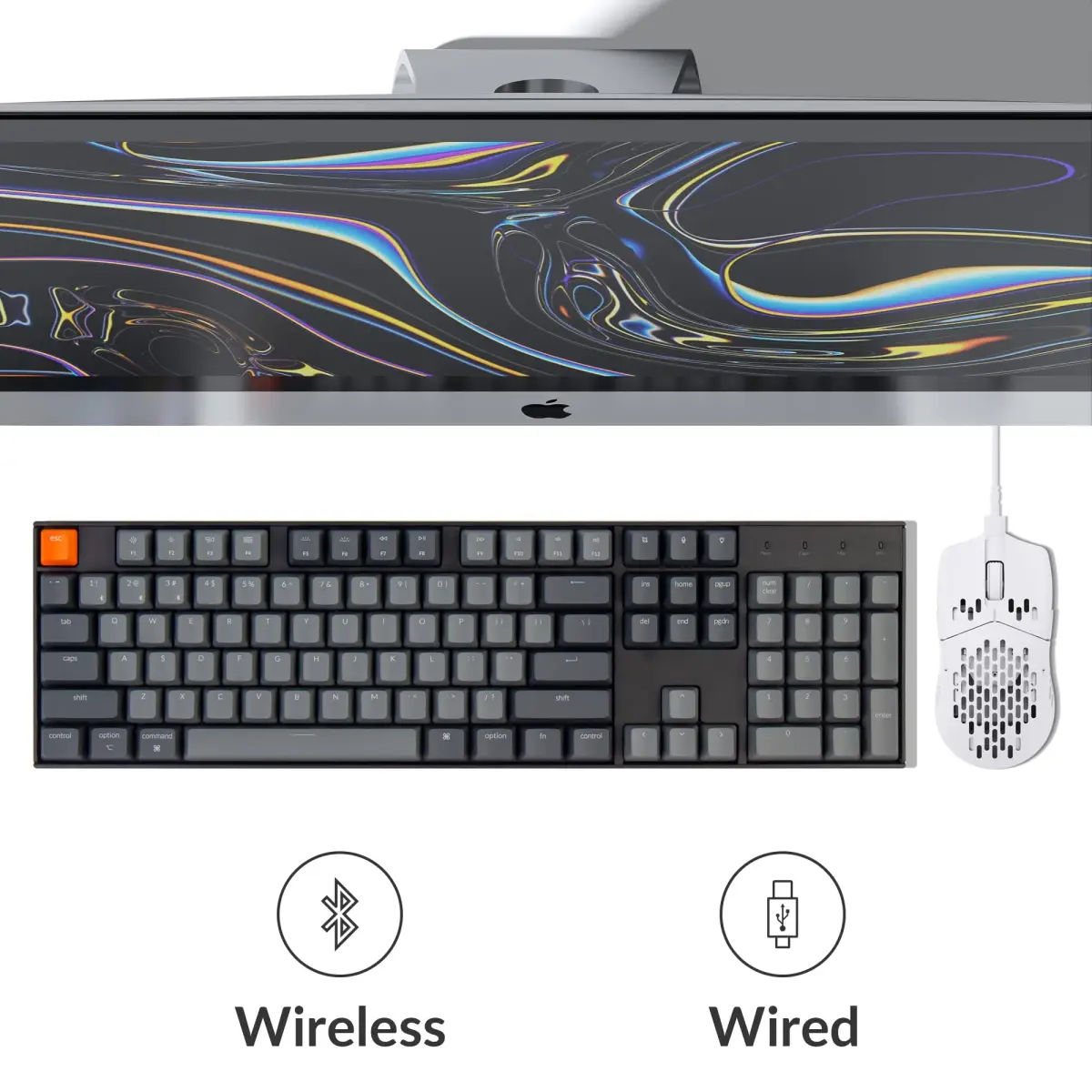 Keychron K10 Full Size Mechanical Keyboard with Super Brown Switches | White LED Backlight, Bluetooth 5.1, USB-C Wired, Mac/Windows Compatible - view 3