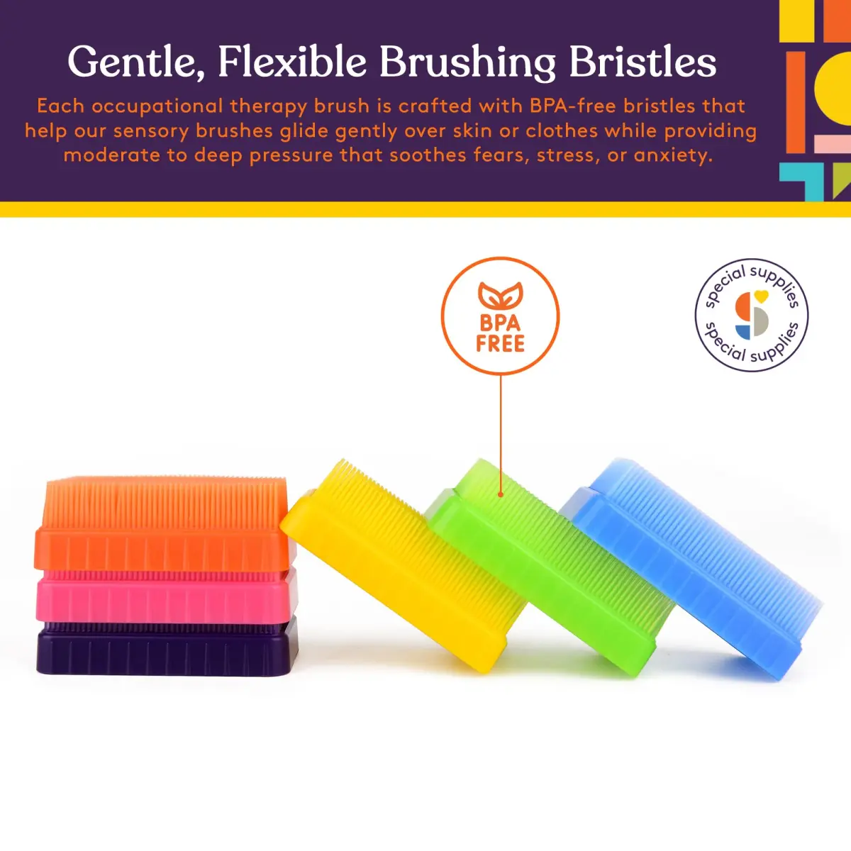 Special Supplies Sensory Therapy Brush 6-Pack | Calming Deep Pressure Stimulation for Kids & Adults - view 3