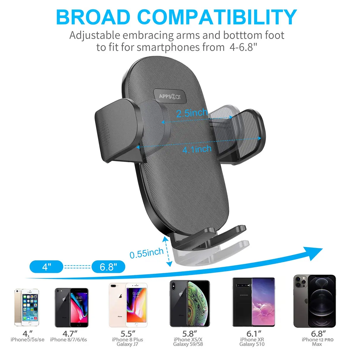 APPS2Car Suction Cup Car Phone Holder for Dashboard & Windshield | 360° Adjustable, Heavy-Duty Grip, Compatible with All Smartphones - view 5