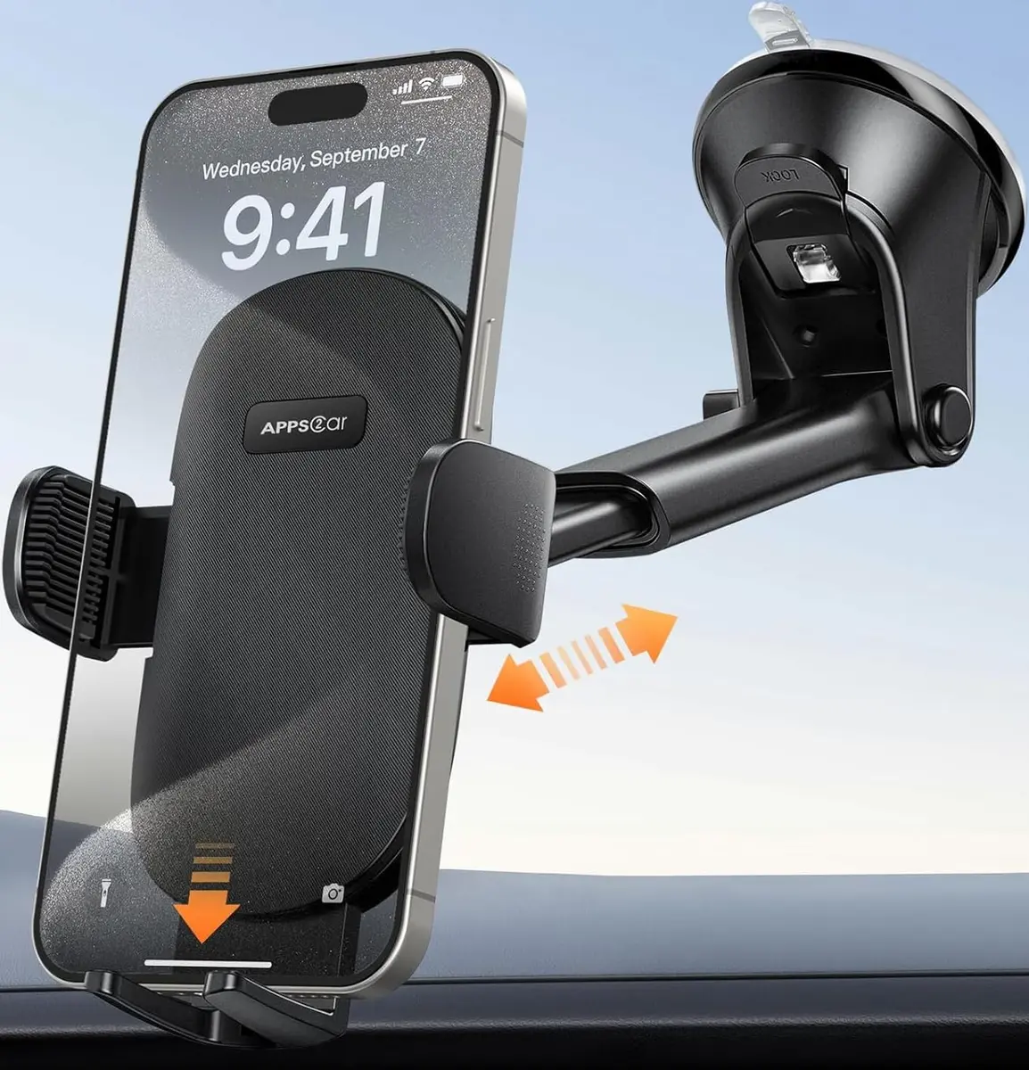 APPS2Car Suction Cup Car Phone Holder for Dashboard & Windshield | 360° Adjustable, Heavy-Duty Grip, Compatible with All Smartphones - view 8