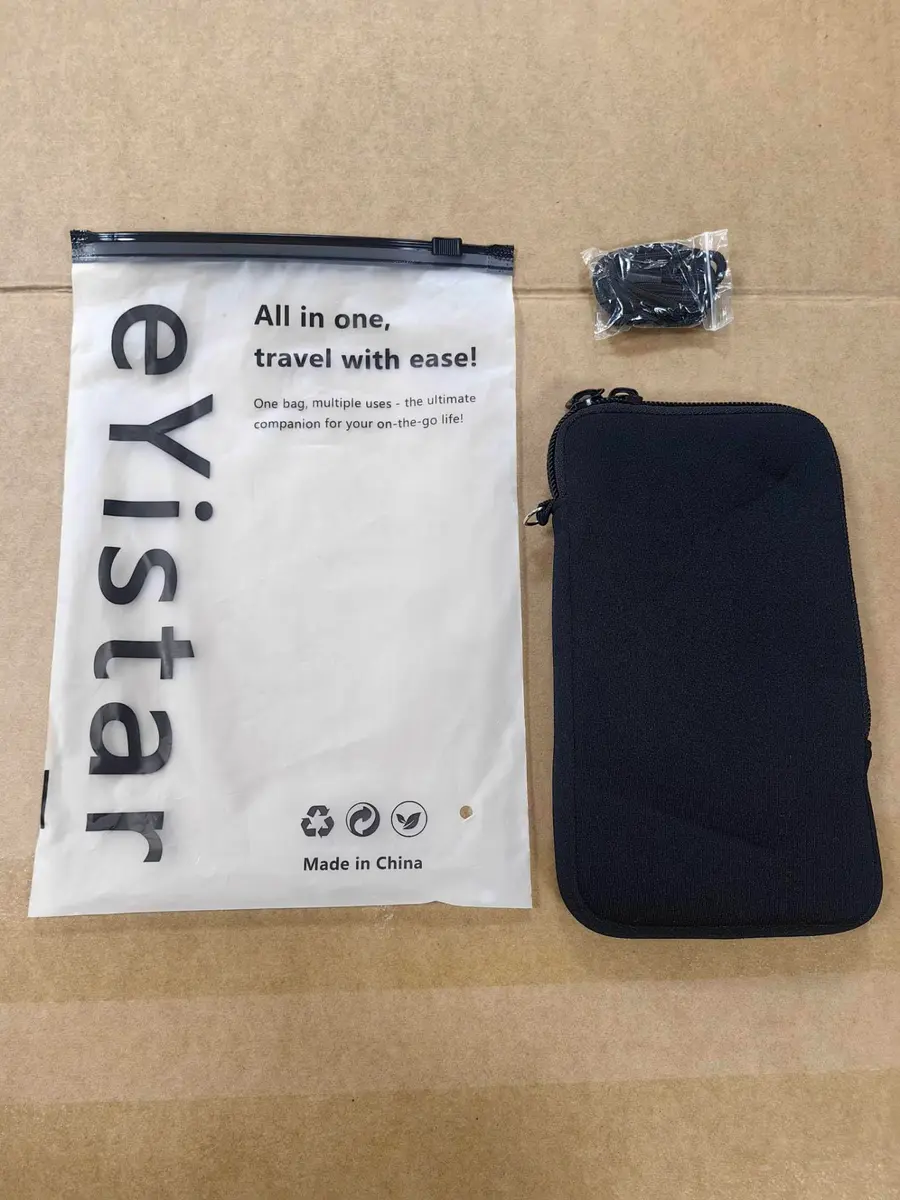 eYistar Neoprene Shock Absorbing Pouch Large Cell Phone Sleeve Case with Zipper & Neck Strap for 6-6.9 inch Smartphones | Black - view 9