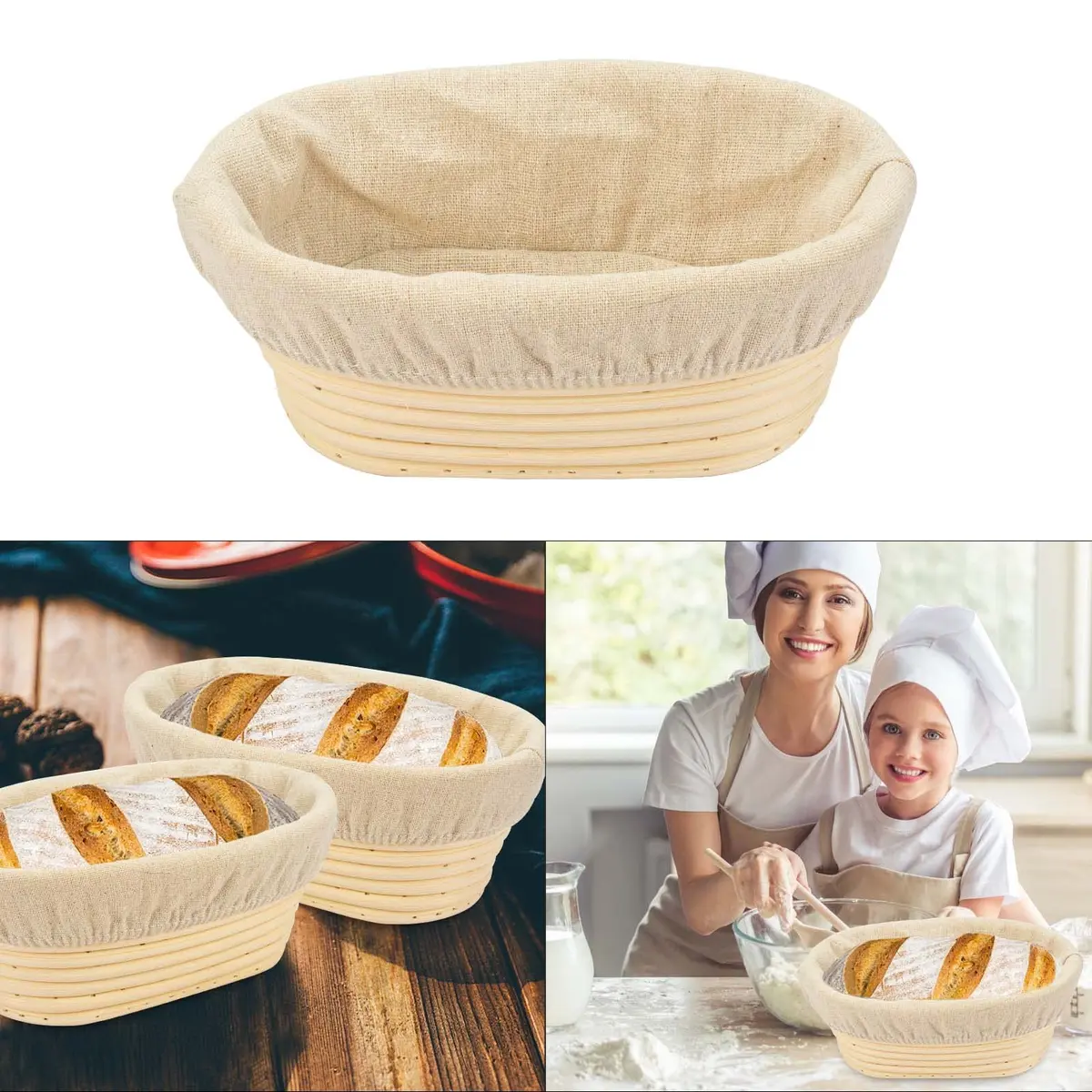 Stormshopping 8 inch Oval Bread Proofing Basket & Liner | Professional & Home Use - view 6