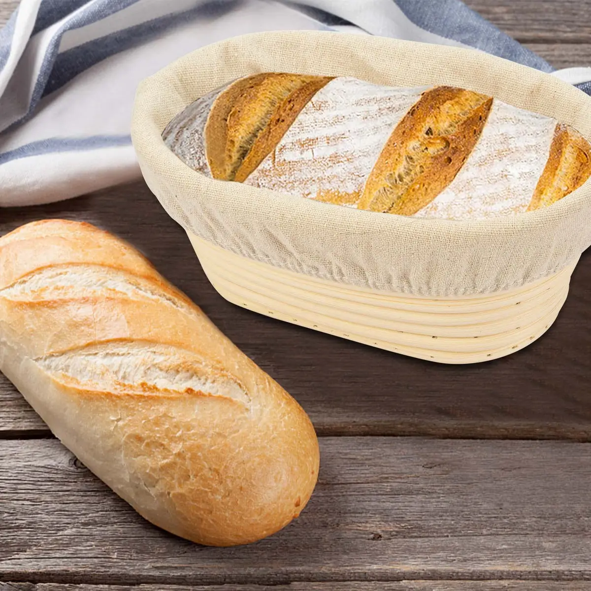 Stormshopping 8 inch Oval Bread Proofing Basket & Liner | Professional & Home Use - view 7